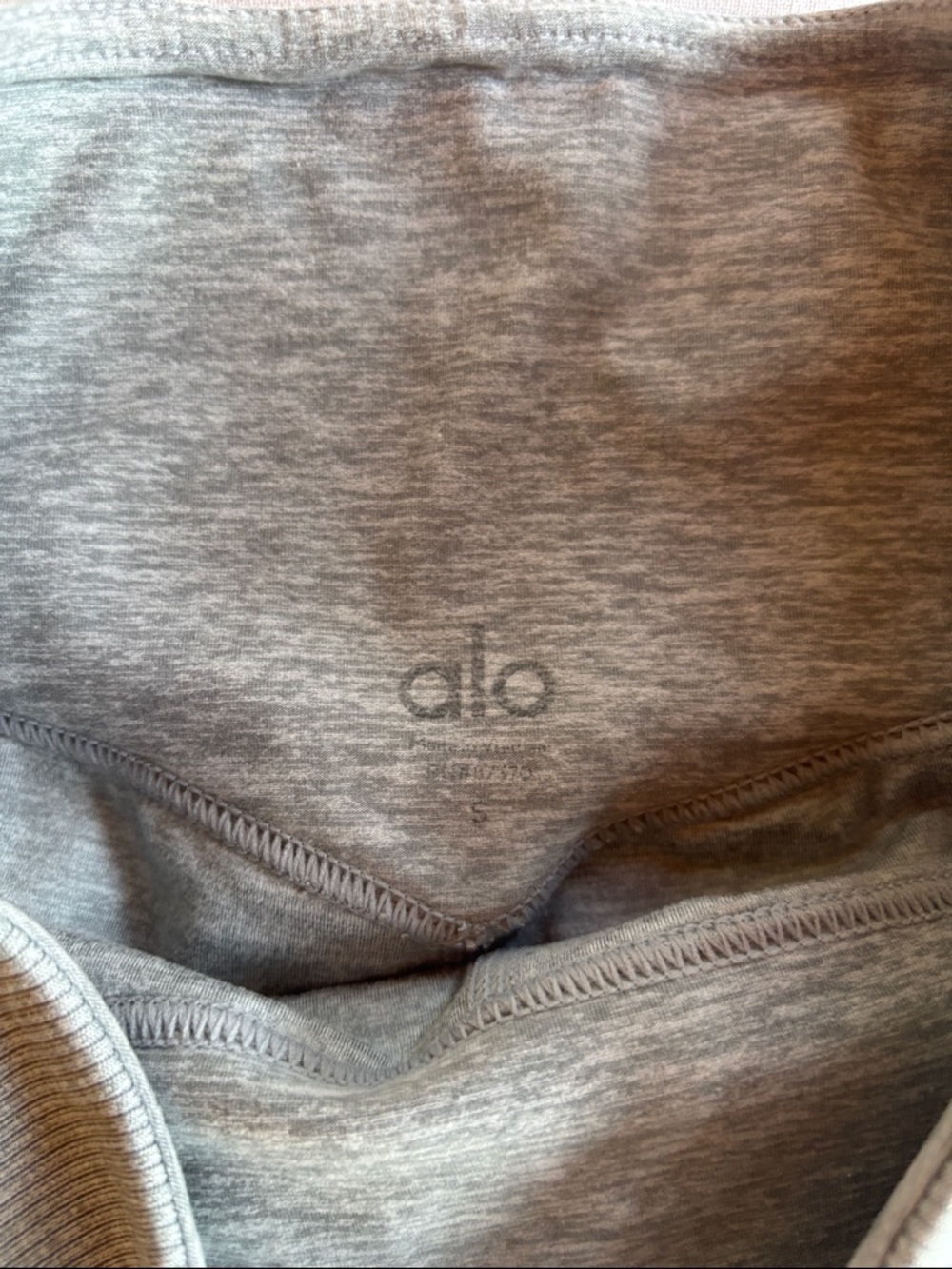ALO Yoga Heather Gray High-Rise Ribbed Waist Bike Shorts - Picture 3 of 4